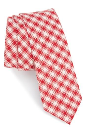 Men's The Tie Bar Mesh Plaid Cotton Tie, Size - Red