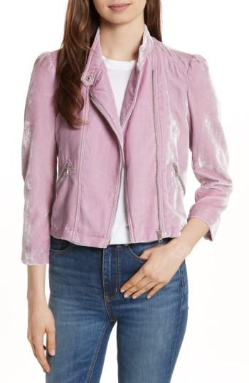 Women's Rebecca Taylor Velvet Moto Jacket - Pink