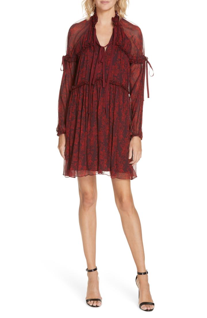 Women's Cinq A Sept Gisele Silk Dress - Burgundy