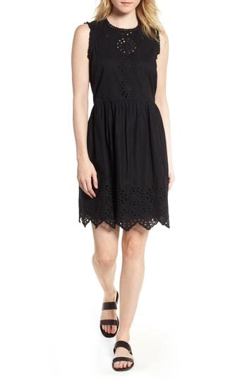 Women's Hinge Cotton Eyelet Mini Dress, Size - Black