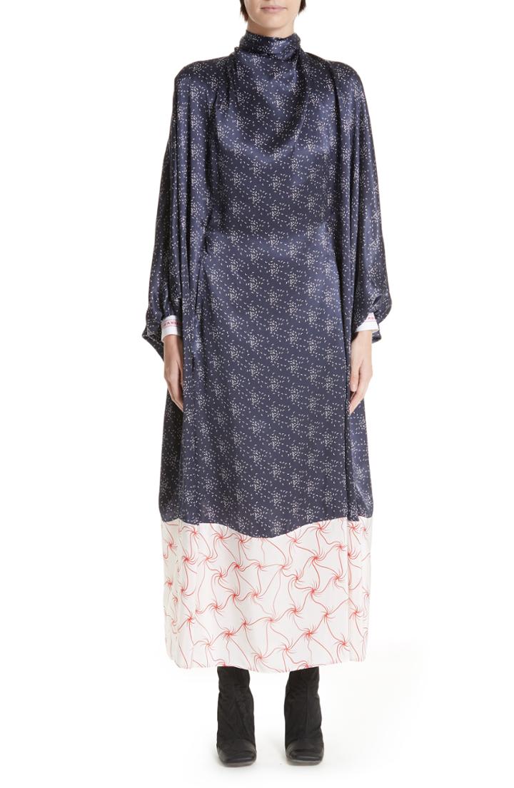 Women's Marine Serre Crescent Print Silk Dress