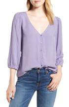 Women's Hinge Print V-neck Blouse, Size - Purple