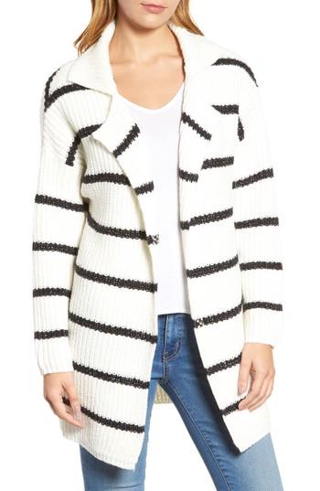 Women's Press Oversized Notch Collar Cardigan - Ivory