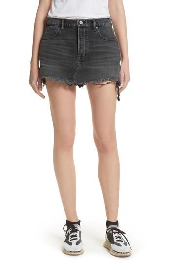 Women's Alexander Wang Destroyed Hem Denim Skirt - Grey