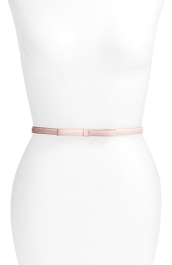 Women's Kate Spade New York Bow Skinny Patent Leather Belt - Rosy Cheeks