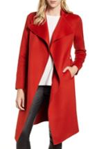 Women's Mackage Belted Long Wool Coat - Red