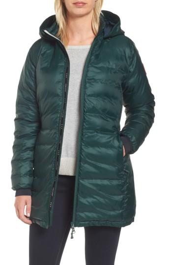 Women's Canada Goose 'camp' Slim Fit Hooded Packable Down Jacket (6-8) - Green