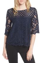 Women's Cupcakes And Cashmere Andrie Lace Top, Size - Blue