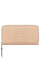 Women's Givenchy Embossed Logo Leather Zip Around Wallet - Beige