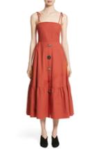 Women's Rejina Pyo Maria Ruffle Hem Poplin Midi Dress Us / 8 Uk - Orange