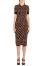 Women's Fendi Ff Logo Knit Dress Us / 46 It - Brown