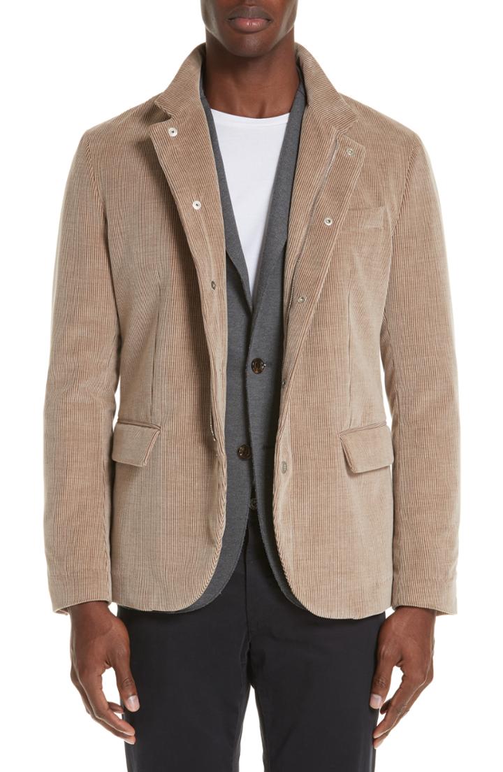 Men's Eleventy Trim Fit Cotton & Cashmere Corduroy Jacket