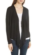 Women's Eileen Fisher Angle Front Silk Blend Cardigan, Size - Black