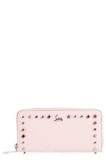 Women's Christian Louboutin Panettone Studded Calfskin Wallet - White