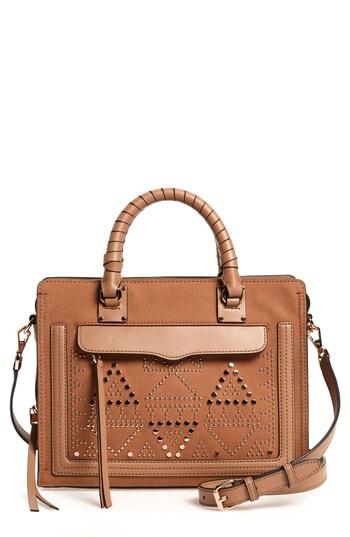 Rebecca Minkoff Medium Bree Studded Leather Satchel - Beige