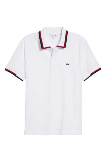 Men's Lacoste Accent Collar Polo (m) - White