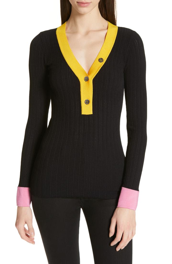 Women's N Degree21 Color Trim Ribbed Top Us / 42 It - Black