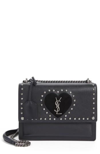 Saint Laurent Medium Sunset Heart Logo Calfskin Shoulder Bag -