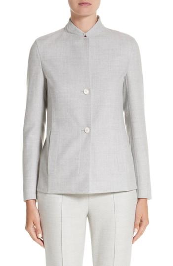 Women's Akris Stretch Wool & Silk Bicolor Reversible Jacket - Grey
