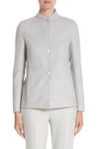 Women's Akris Stretch Wool & Silk Bicolor Reversible Jacket - Grey