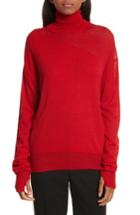 Women's Helmut Lang Sheer Panel Wool & Silk Turtleneck Sweater - Red