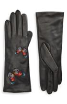 Women's Fownes Brothers Embroidered Leather Gloves