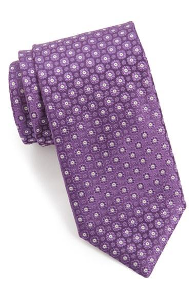 Men's Canali Floral Medallion Silk Tie, Size - Purple