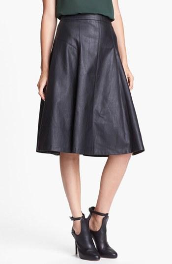 Astr Faux Leather Midi Skirt