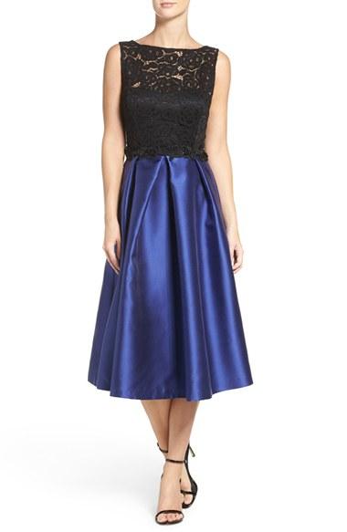 Women's Ellen Tracy Lace Bodice Midi Dress