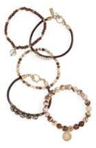 Women's Canvas Jewelry Set Of 5 Stone & Crystal Bracelets
