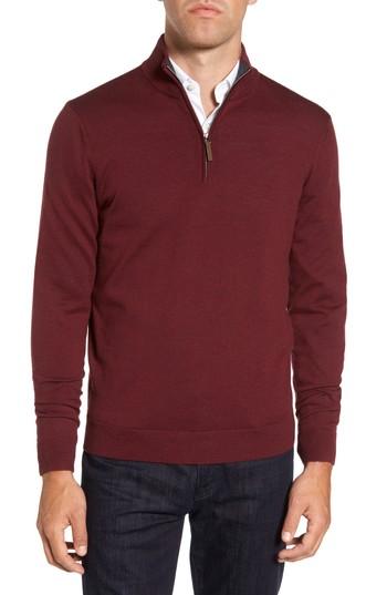 Men's Nordstrom Men's Shop Quarter Zip Wool Pullover, Size - Burgundy