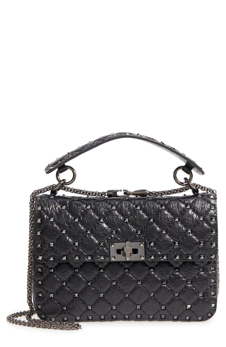Valentino Garavani Vitello Rockstud Lambskin Leather Shoulder Bag - Ivory