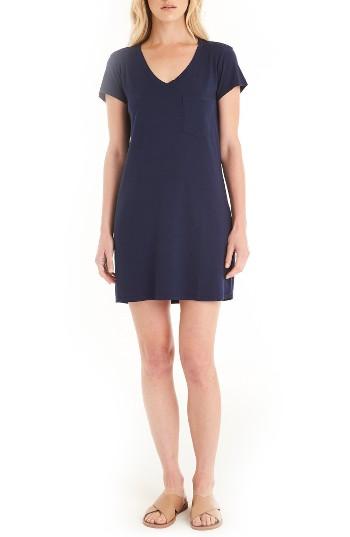 Petite Women's Michael Stars V-neck Jersey Minidress P - Blue