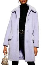 Women's Topshop Button Detail Faux Fur Coat Us (fits Like 0-2) - Purple