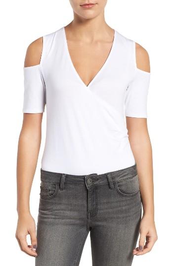 Women's Trouve Surplice Cold Shoulder Bodysuit, Size - White