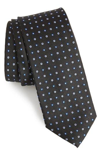 Men's 1901 Ladrido Dot Silk Skinny Tie, Size - Black