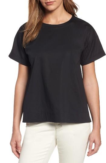 Women's Eileen Fisher Stretch Organic Cotton Top, Size - Black
