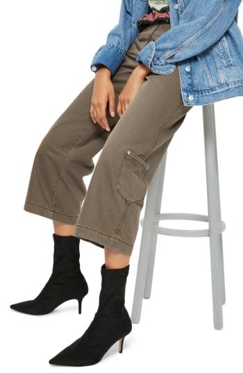 Women's Topshop Straight Leg Crop Utility Jeans W X 30l (fits Like 27w) - Green