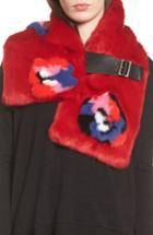 Women's Heurueh Buckled Faux Fur Scarf, Size - Red