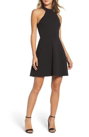 Women's Charles Henry Mock Neck Fit & Flare Dress - Black