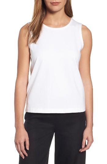 Women's Eileen Fisher Stretch Organic Cotton Shell, Size - White