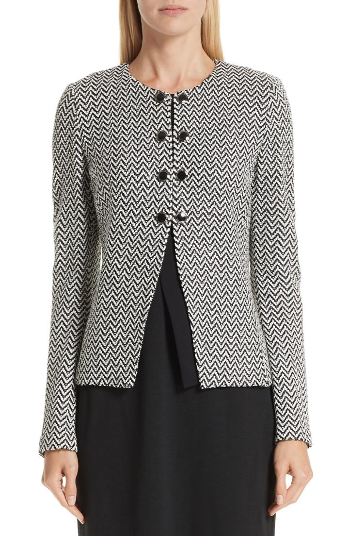 Women's St. John Collection Mod Herringbone Knit Jacket - Black