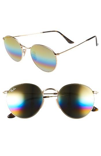Women's Ray-ban 53mm Round Sunglasses - Yellow/ Multi