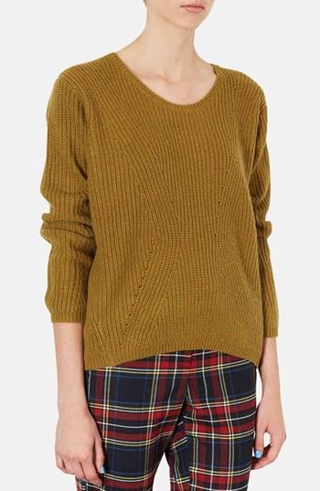 Topshop 'new Clean' Ribbed Knit Sweater Yellow