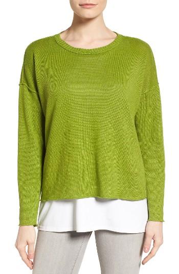 Women's Eileen Fisher Organic Linen Sweater, Size - Green