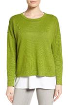 Women's Eileen Fisher Organic Linen Sweater, Size - Green