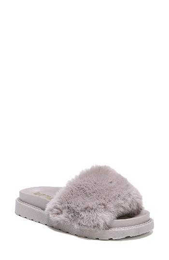 Women's Sam Edelman Blaire Faux Fur Platform Slide Sandal M - Grey