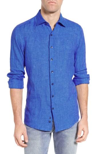 Men's Rodd & Gunn Glenhope Sports Fit Linen Sport Shirt - Blue