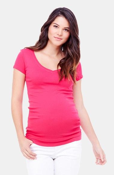 Women's Ingrid & Isabel V-neck Short Sleeve Maternity Tee - Purple