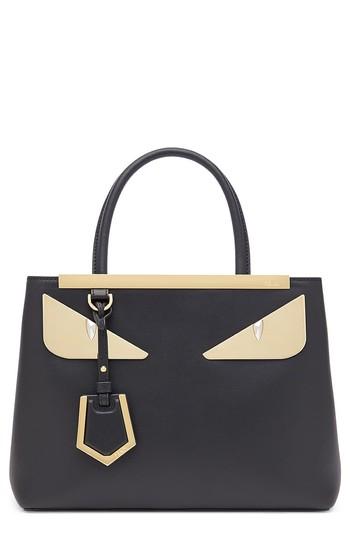 Fendi Petite 2jours Monster Eyes Leather Shopper - Black